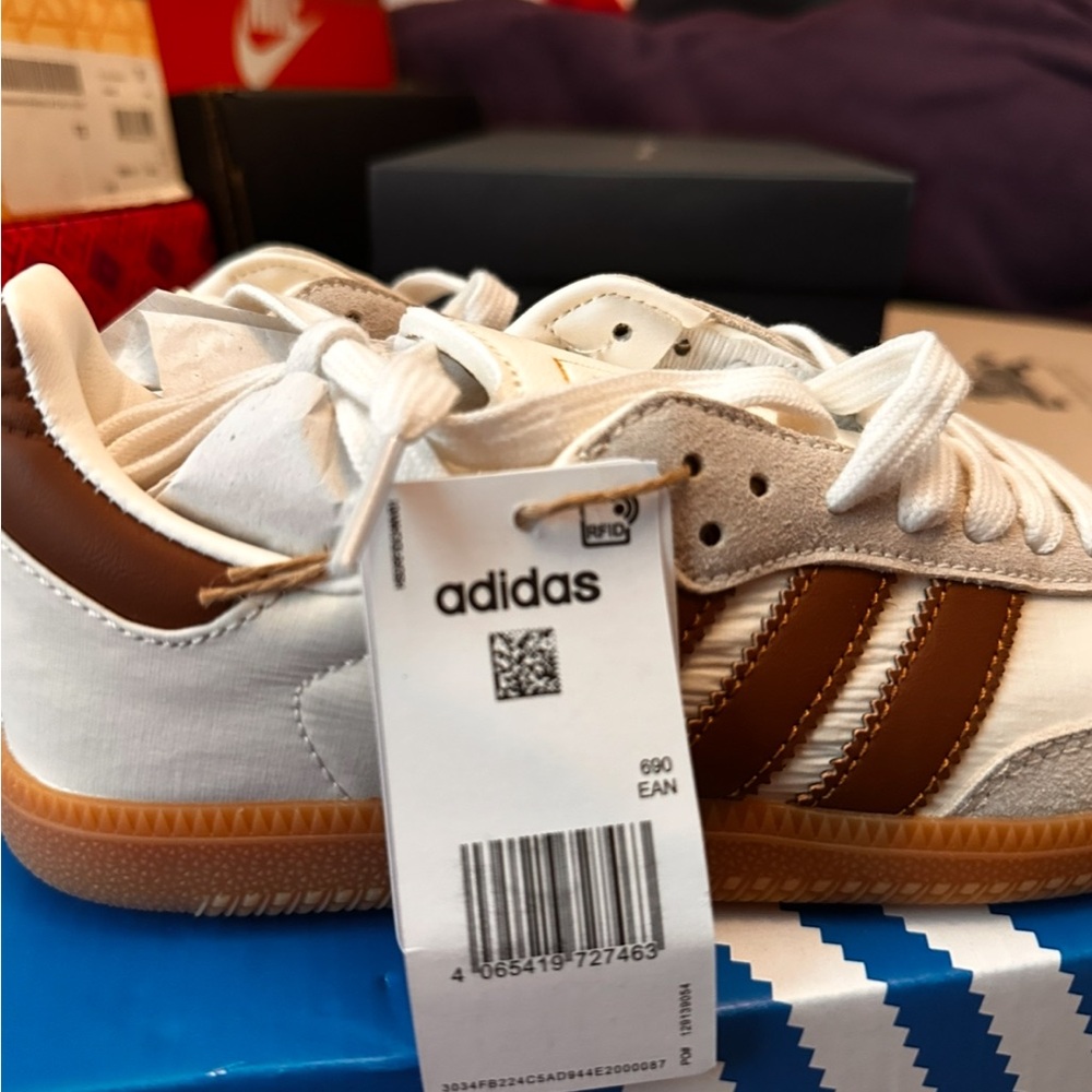 adidas Kids White and Brown Retro Court Sneakers